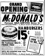 A McDonald's franchise grand opening ad